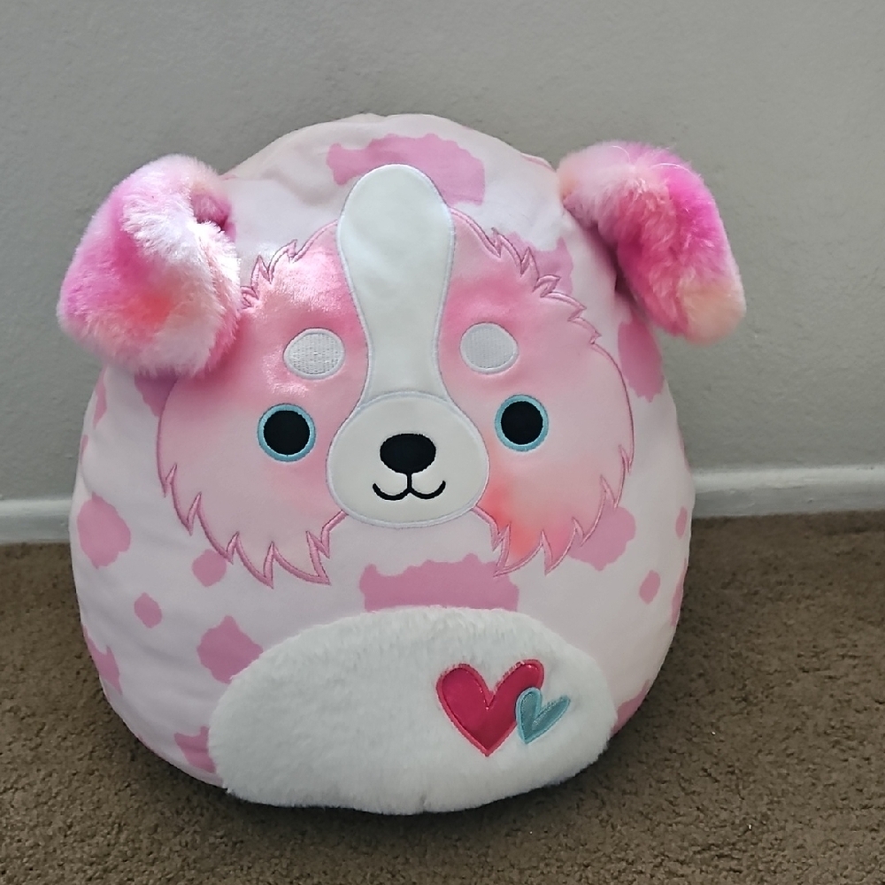 Squishmallows Pink and White Floppy-Eared Stuffed Animal